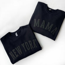 New York Black on Black Puff Print Adult Sweatshirt