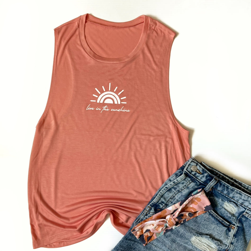 Live in the Sunshine | Sunset Flowy Muscle Tank