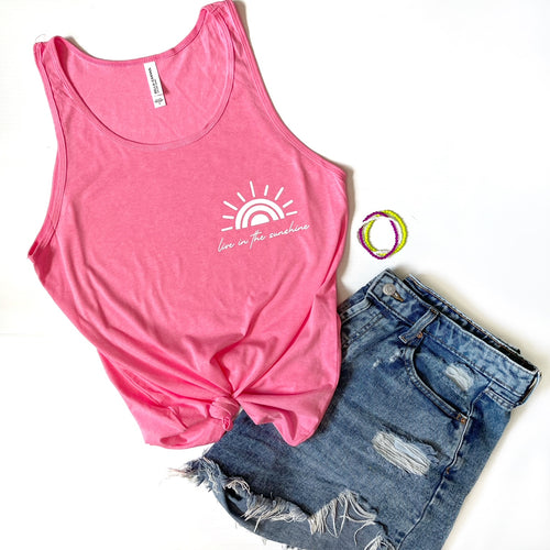 Live In The Sunshine | Unisex Neon Pink Tank