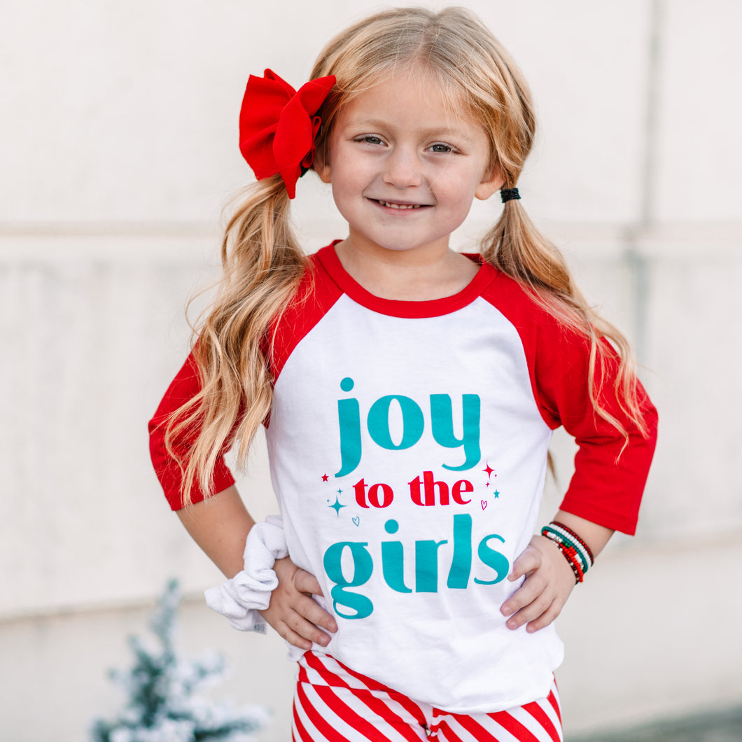 Joy to the Girls | Kids' Red Raglan Tees