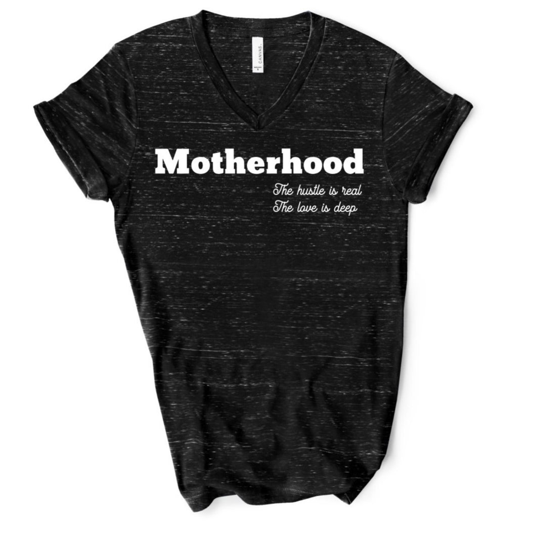 Motherhood Hustle Vneck Tee