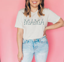 Mama Floral Tee - Heather Cement with Sage Ink