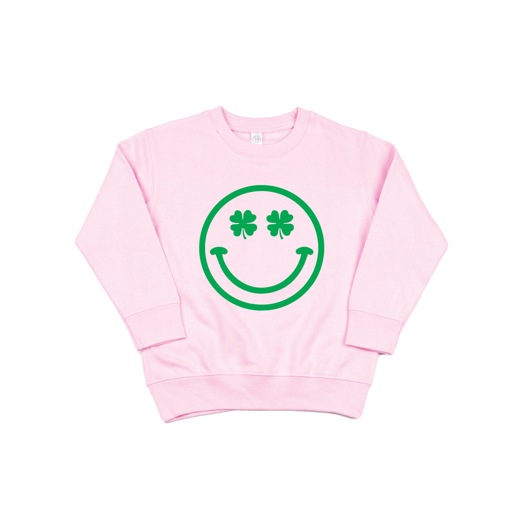 Shamrock Smiley Pink Kids Pullover