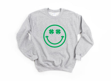 Shamrock Smiley Adult Crewneck Sweatshirt